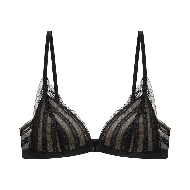 Push Up Bra for Small Breasts - Front Close Lace Bralette Wireless Demi Triangle Cup Sexy Underwear Thin Demi Cup Small Chest — image 8