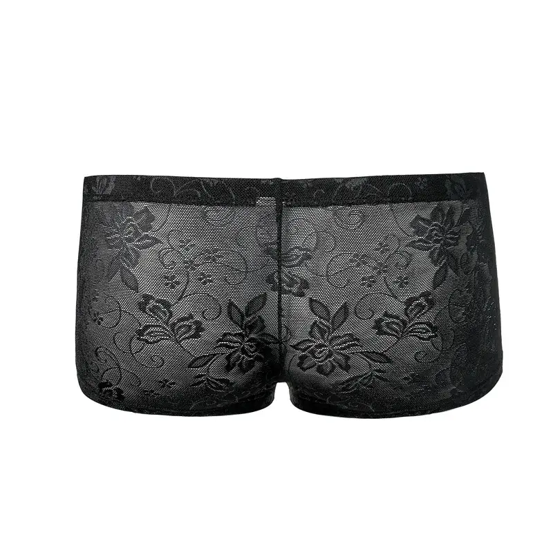 Men's Ice Silk Transparent Floral Lace Boxer Briefs Breathable Cool See-Through Underwear 5 Colors Available — image 6
