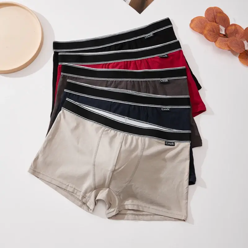 3pc Simple Solid Color Stripe Belt Men's Underwear Cotton Comfortable Soft Male Boxer Shorts Special Offer Mid Waist Briefs S-XL — image 6