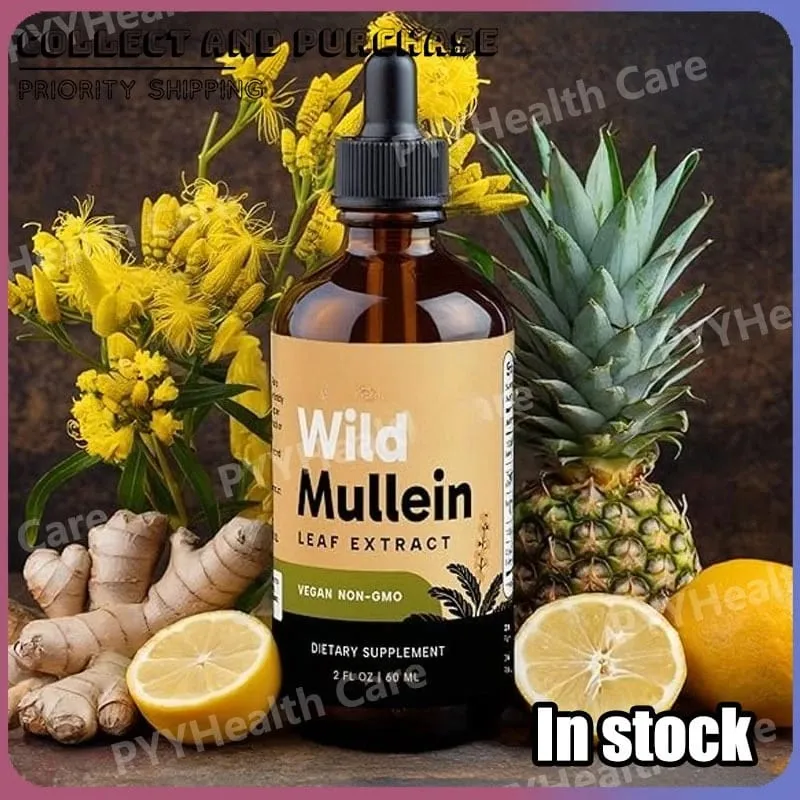 Mullein Drops with Ginger & Lemon for Lung Cleanse and Detox Mullein Leaf Extract for Respiratory Lung Health Detox for Smokers — image 1