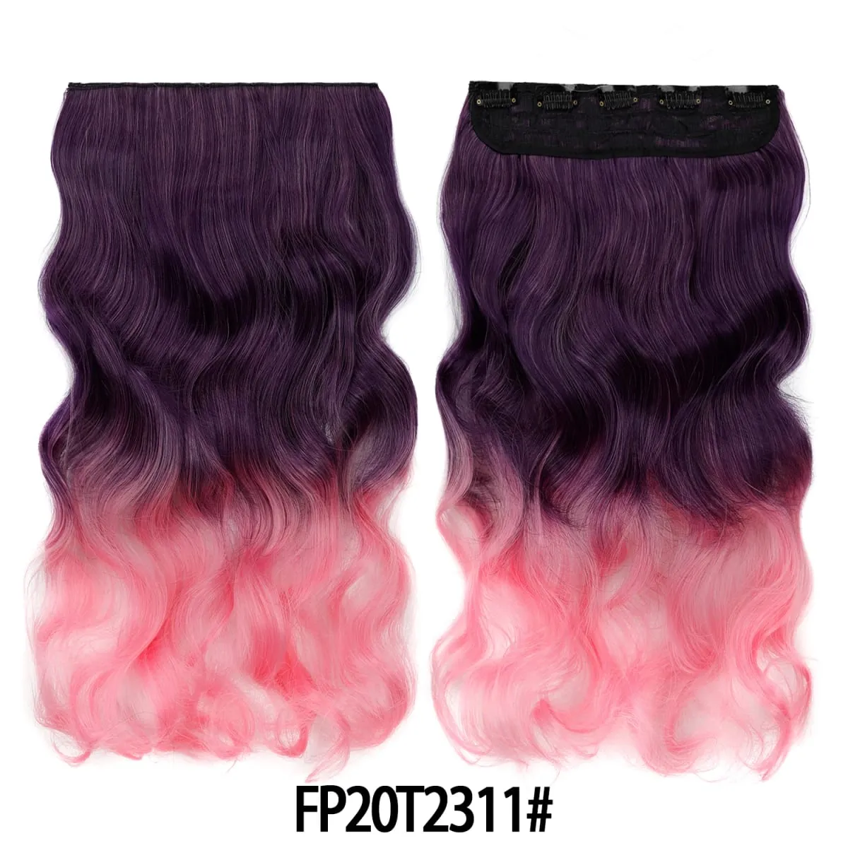 Jeedou uma peça 5 clipes ondulado ombre clipe em extensões de cabelo longo onda de água cabelo encaracolado sintético pedaço arco-íris colorido cabelo — image 12
