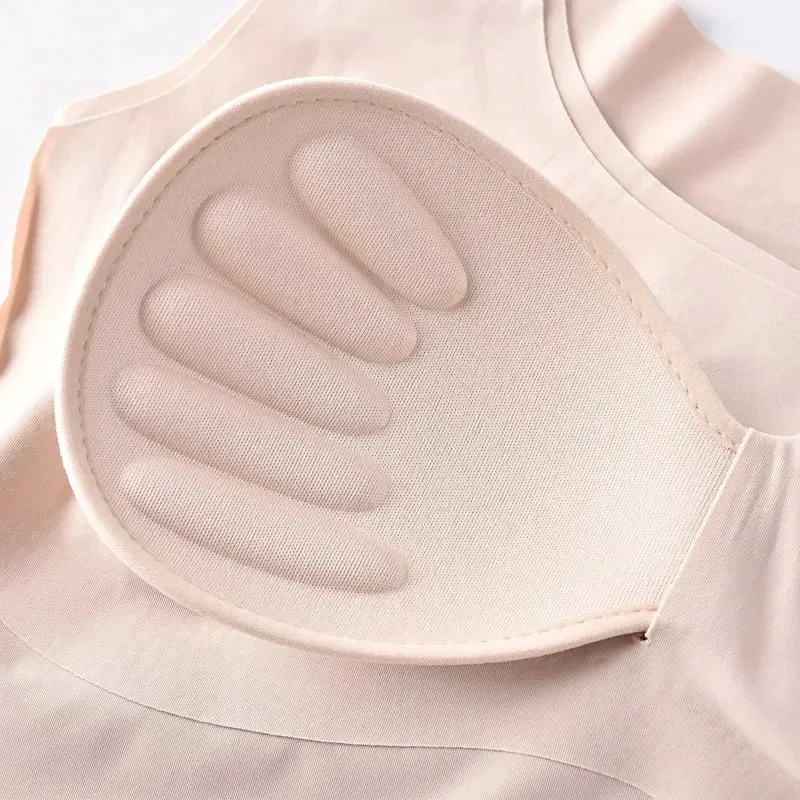Ice Silk Wireless Padded Tank Top Push up Seamless Vest Crop Camisole Feminino Sleep Cami Soutien Gorge Lingerie Tee — image 4