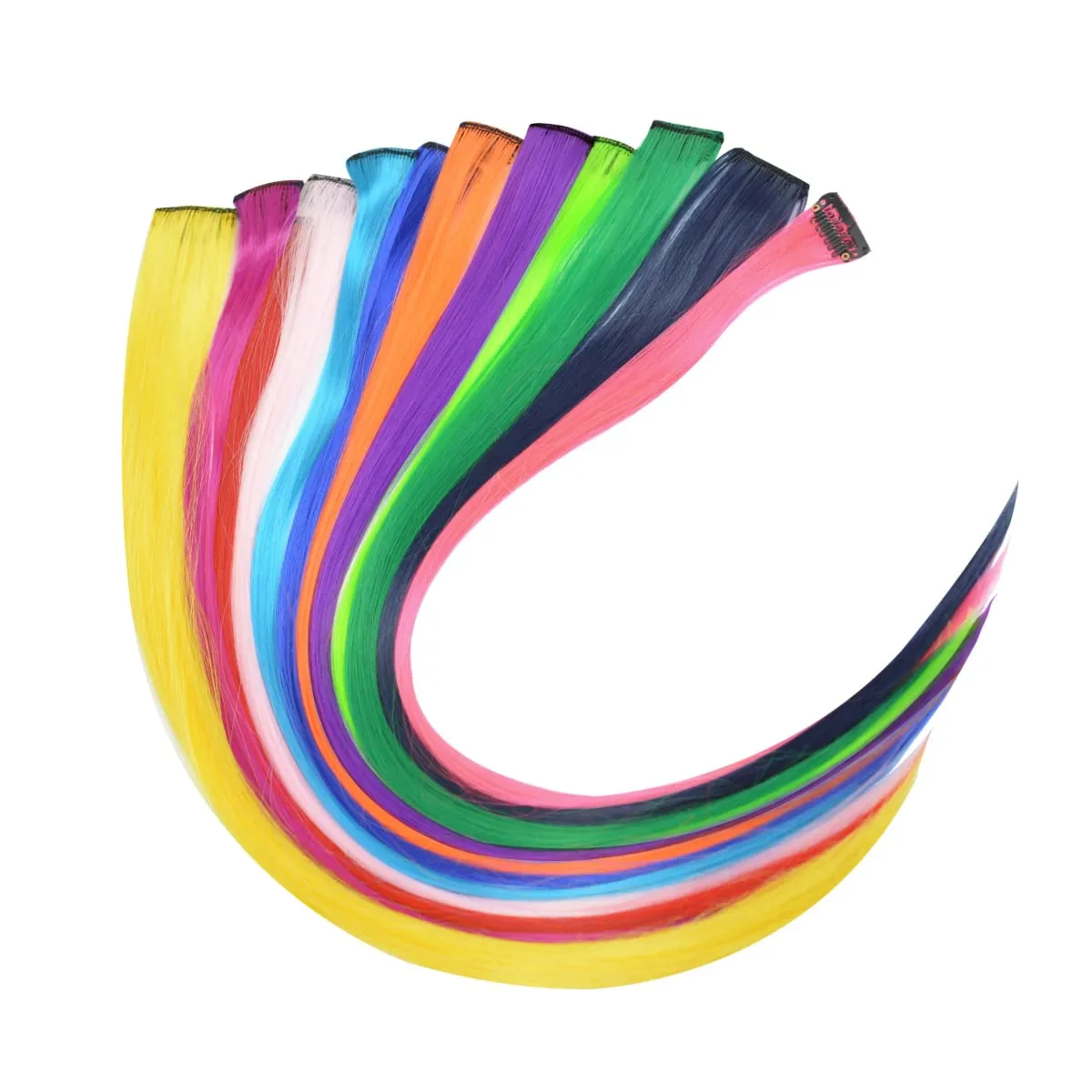 12 Colors Straight Curly Hair Synthetic Hairpieces Clip-In One Piece Pure Color Synthetic Hair Extension Pieces — image 4