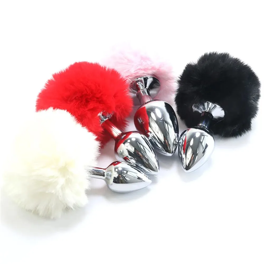 Plush Silicone Rabbit Tail Butt Plug Vibrator Dildo Prostate Massager Sex Toy Men Women Adult Reusable — image 1