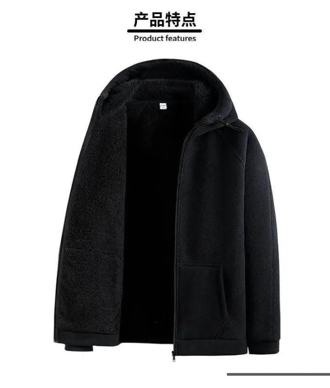 Men Polar Fleece Hooded Jacket 2025 Autumn Winter Men Thicken Warm Parkas Coats Men Soild Color Jackets Male Hoodies Sweatshirt — image 6