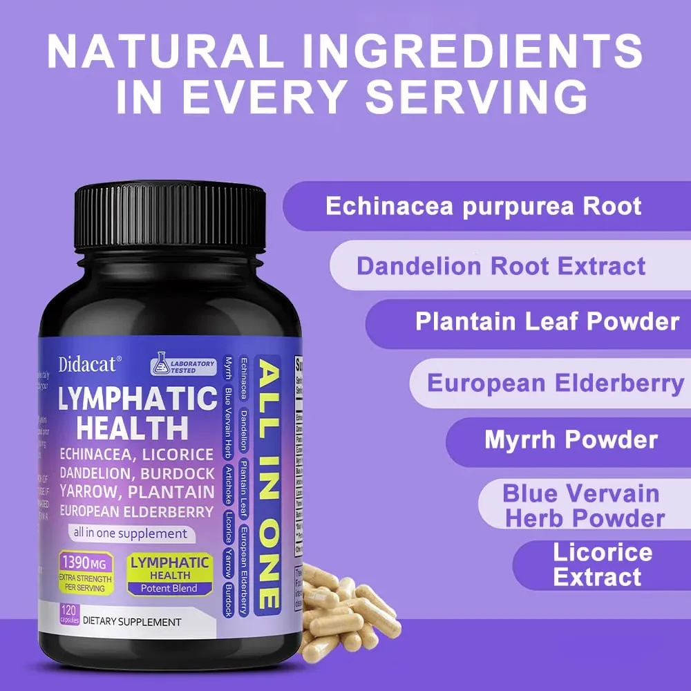 Natural Lymphatic Health Capsules Detox Cleanse Reduce Puffiness Water Retention Support Thyroid Health & Immune Defense — image 7