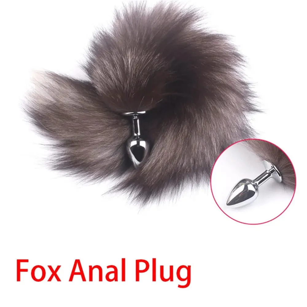 Plush Rabbit Tail Fox Tail Anal Plug Metal Butt Plug Prostate Massager BDSM Cosplay Erotic Sex Toy for Women Adults Sex Toy Gift — image 4