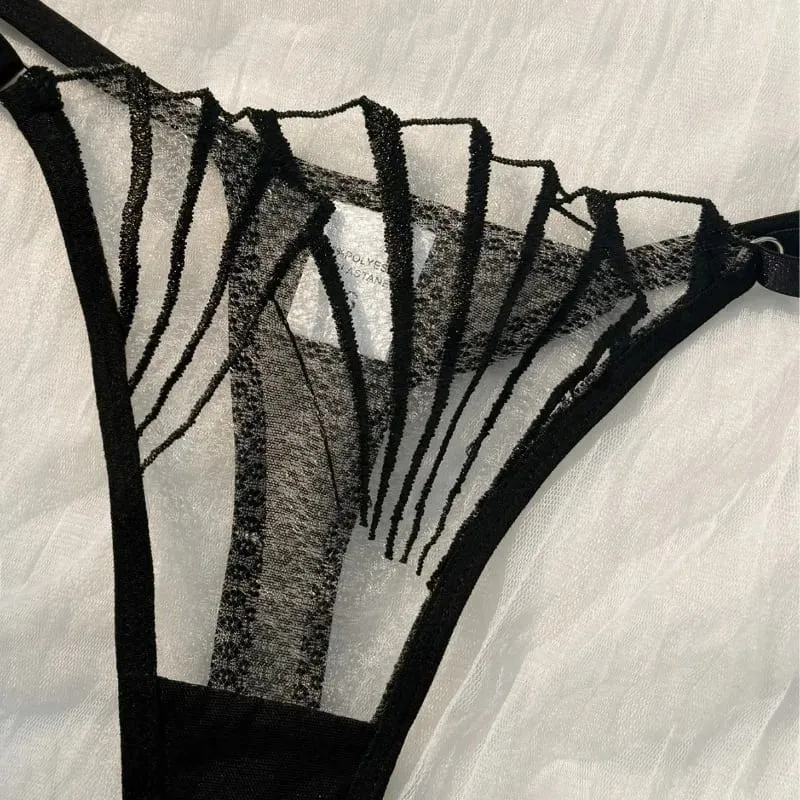 New Women's Bra Set Sexy Lace Mesh Lingerie Set Ultra Thin Breathable Comfortable Lightweight Scallop Transparent Lingerie Set — image 6