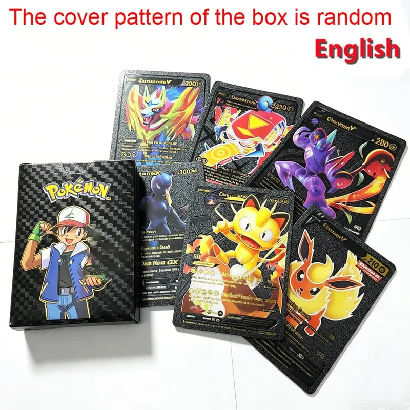 55PCS Pokemon Cards Vmax GX Gold Foil Flash Box Party Interactive Game English Spanish Colorful Game Battle Collection Card Gift — image 9