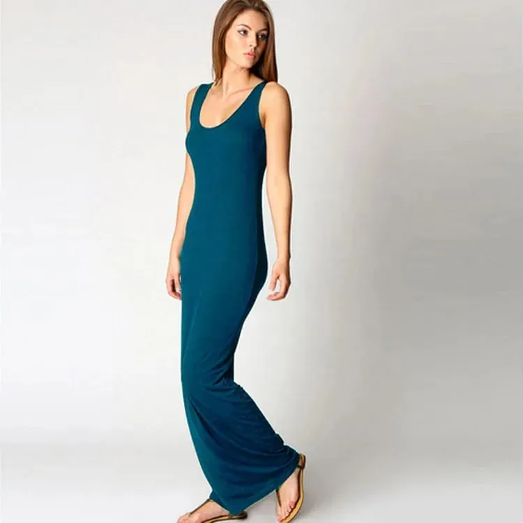 Women‘s Maxi Dress Sleeveless Bodycon Long Dress Elegant Casual Homewear Spring Summer Cool Solid-Color Dress — image 12