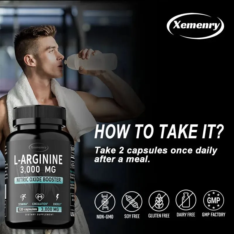 L-Arginine Capsules Supplement - for Energy Strength and Endurance Support During Exercise | Muscle Mass Non-Gmo — image 6