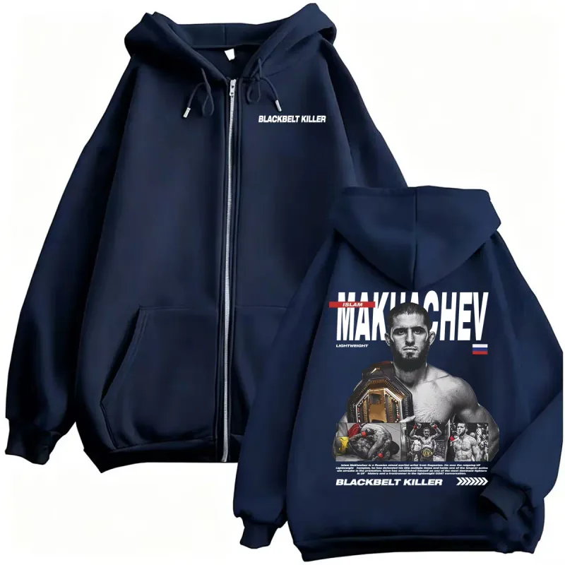 Islam Makhachev Blackbelt Killer Zip Up Hoodies Men Women Fashion Violence Aesthetic Sweatshirt Jacket High Quality Zipper Coats