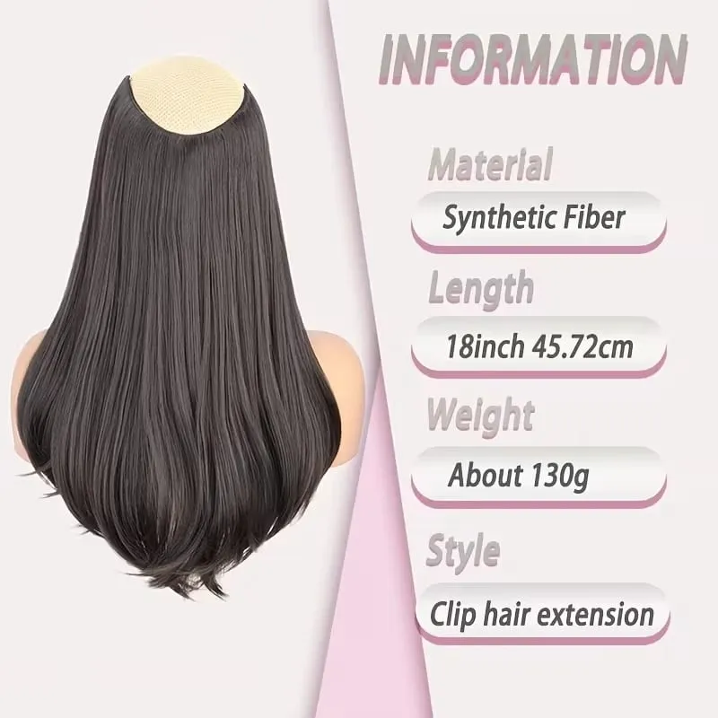 18Inch Synthetic Long Straight Hair Extension 4 Clips Increase Volume Heat-resistant Fake Fashion Hairpiece for Women Daily — image 3