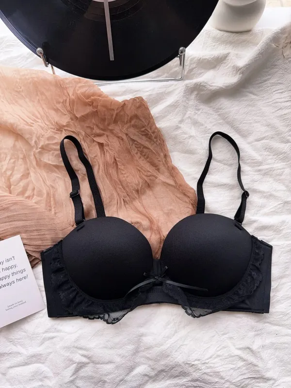 Red Half-Cup Lace Bra Set for Small Chests Adjustable Support Anti-Sagging Push Up Sexy Lingerie Set Women Birthday Gift — image 10