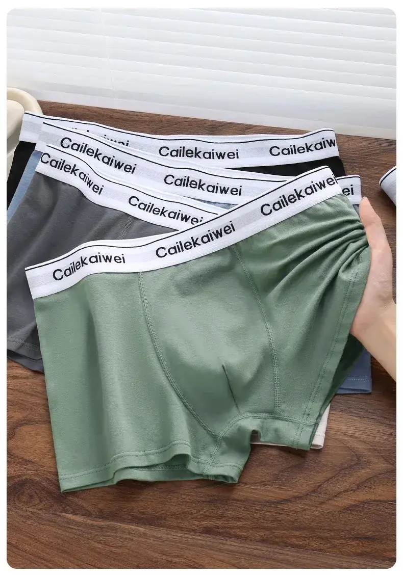 5Pcs/Lot Underwear Man High Quality Pure Cotton Antibacterial Flat-leg Pants Breathable Four-corner Waistband Men's Boxer Briefs