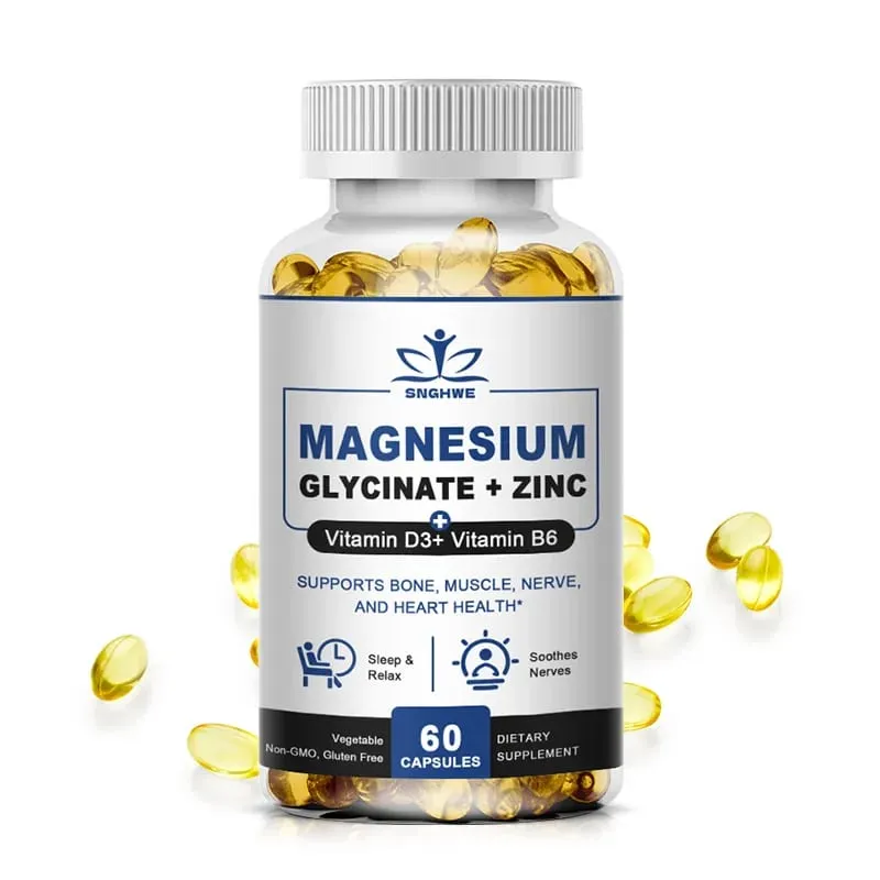Magnesium & Zinc Capsules for Muscle Joint Bone Enzyme & Heart Health Rest &Relaxation Magnesium Glycinate Supplement