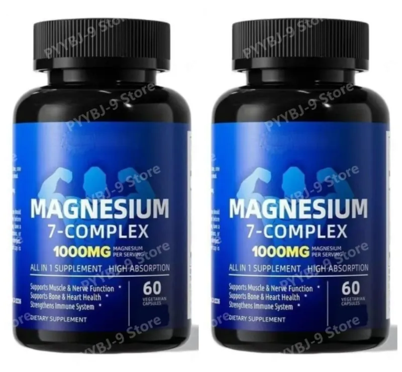 Magnesium 7-Complex Capsules 1000mg with B6 D3 Zinc High Absorption Vegan Formula for Muscle Nerve Bone Heart Support 60 Count — image 9