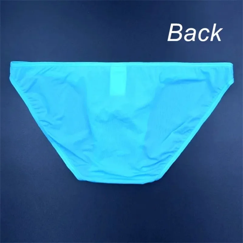 Two Line Stripe Ice Silk Briefs para sa Mga Lalaking Plus Size na Kasuotang Panloob Sexy U Convex Lingerie Low Waist Bugle Pouch Panti ng Lalaki — image 6