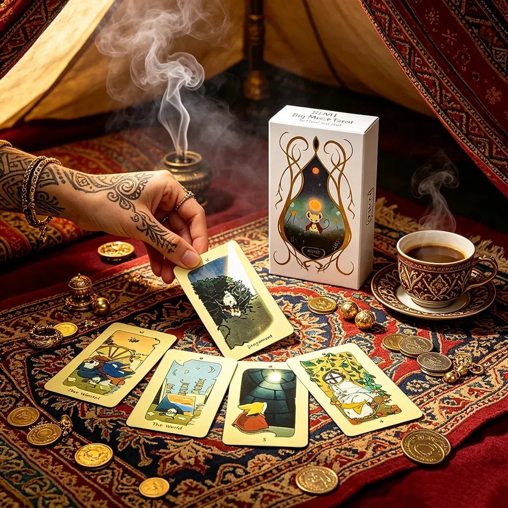 Mimi Mice Tarot Cards 78‑Card Deck Cute Mouse Animal Theme Tarot Cards Divination Fortune‑Telling Card for Tarot Collectors
