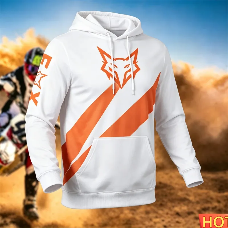 Autumn/Winter Men's Racing Hoodie Outdoor Cycling Hooded Pullover Fox Pattern Pocket Hoodie Sports Mga Motorcycle Hooded Sweatshirt — image 10