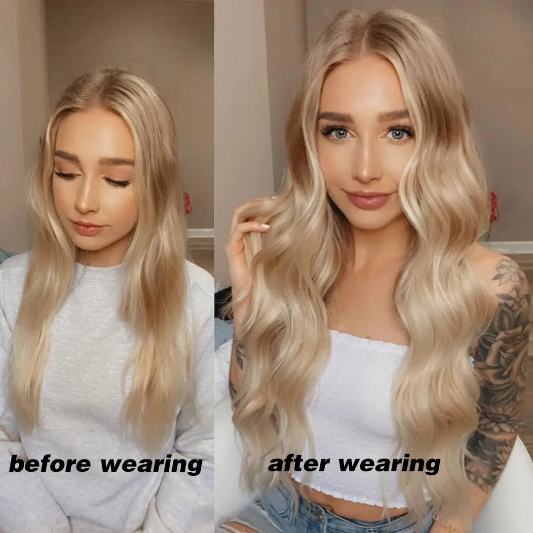 Synthetic 7Pcs/Set 22" Wavy Hairpiece Straight 16 Clips Hair Extensions Heat Resistant Styling False Hair — image 2