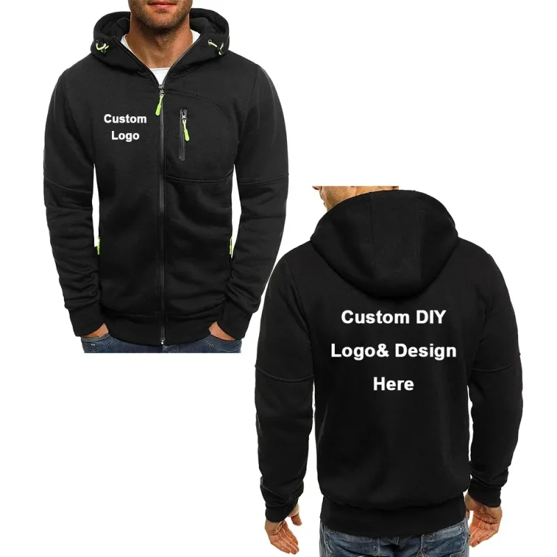 Ang naka - hood na zipper jacket ng kalalakihan na may bulsa na pasadyang logo ng imahe ng teksto kaswal na sports streetwear men's cardigan wool sweater fashion — image 5