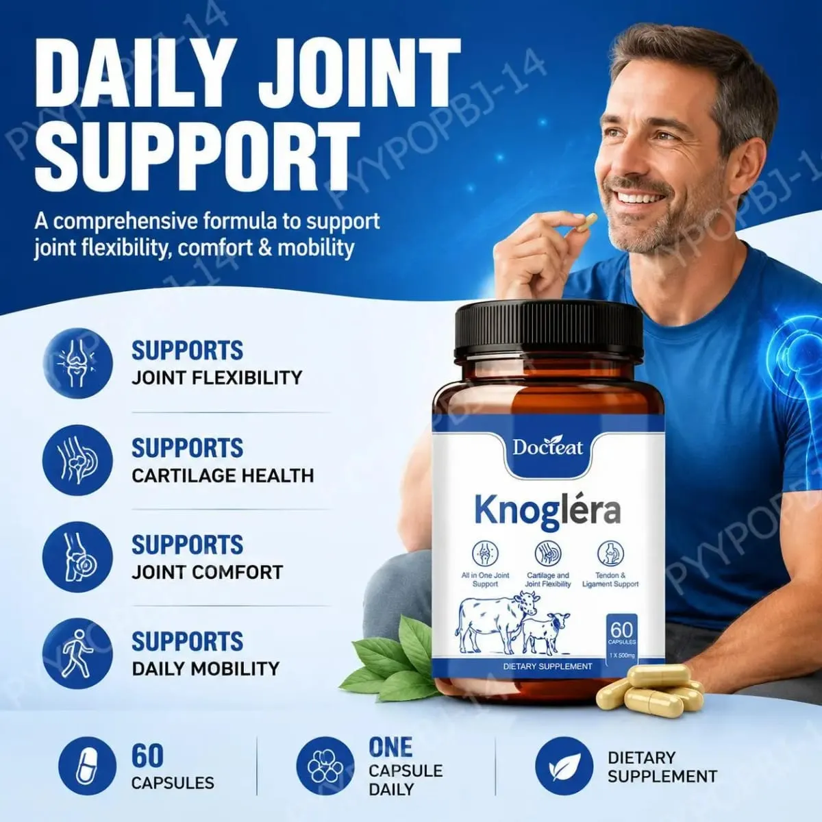 Docteat Knoglera MSM Joint Support Capsules Joint Comfort Cartilage Health and Joint Flexibility for Daily Mobility 60 Capsules — image 2