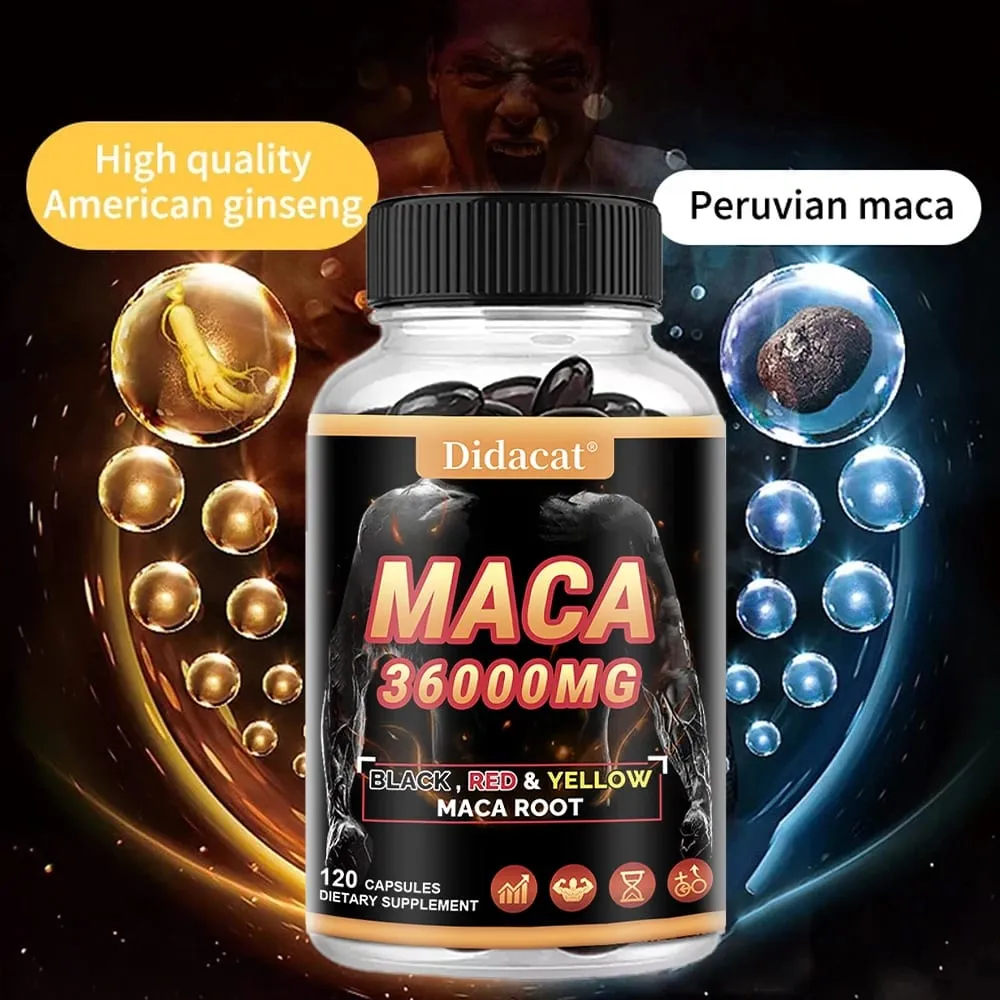 Organic Maca gyökérpor kapszula fekete + piros + sárga maca gyökér kivonattal férfiaknak és nőknek - 120 kapszula — image 4