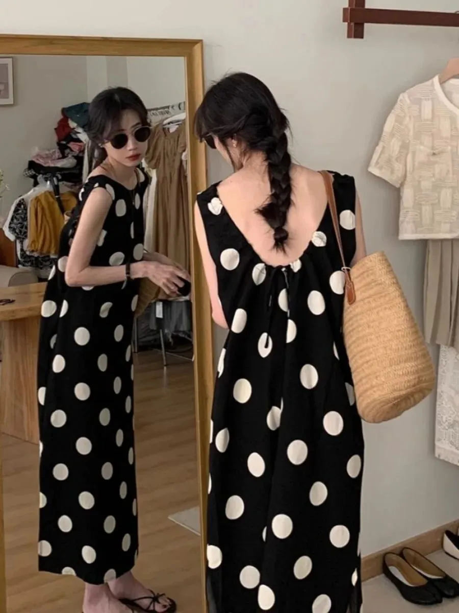 plus Size Casual Lazy Style Design Long Loose Cover up Backless Dress 300 Pounds Vest Skirt for plus Size Women Summer Wear — image 3