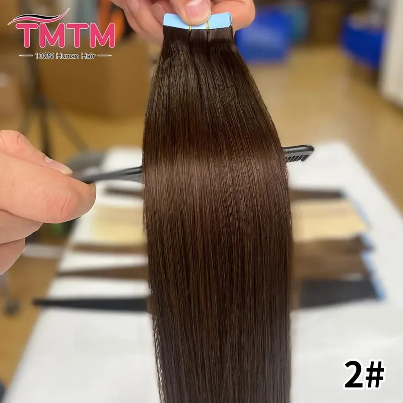 14-22 Inch Tape in Hair Extensions Human Hair 20 Pcs/pack Real Natural Brazilian Remy Hair Straight Seamless Skin Weft For Women