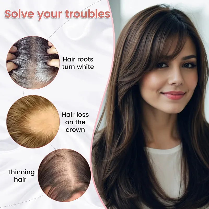 Synthetic Topper Hair Long Straight Invisible Hair Extension Loss Hairpiece Heat Resistant Fiber For Women Daily Styling