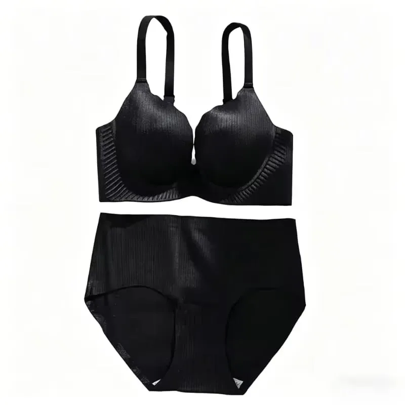 High Quality Thick Padded Wirefree Bra Set Women Seamless Solid Gathering Lingerie Comfort Push Up Effect Perfect for Smaller — image 2