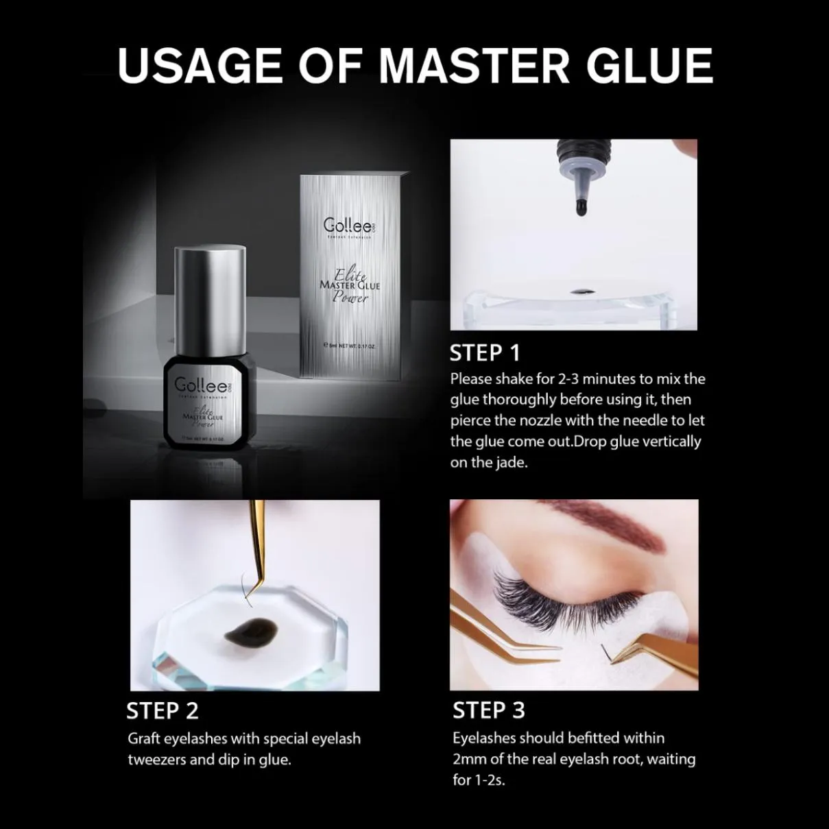 Gollee For Master of Eyelash Grafting 0.5s Fast Drying Retention 6-8 Week Eyelash Extension Glue Waterproof Max Bonding