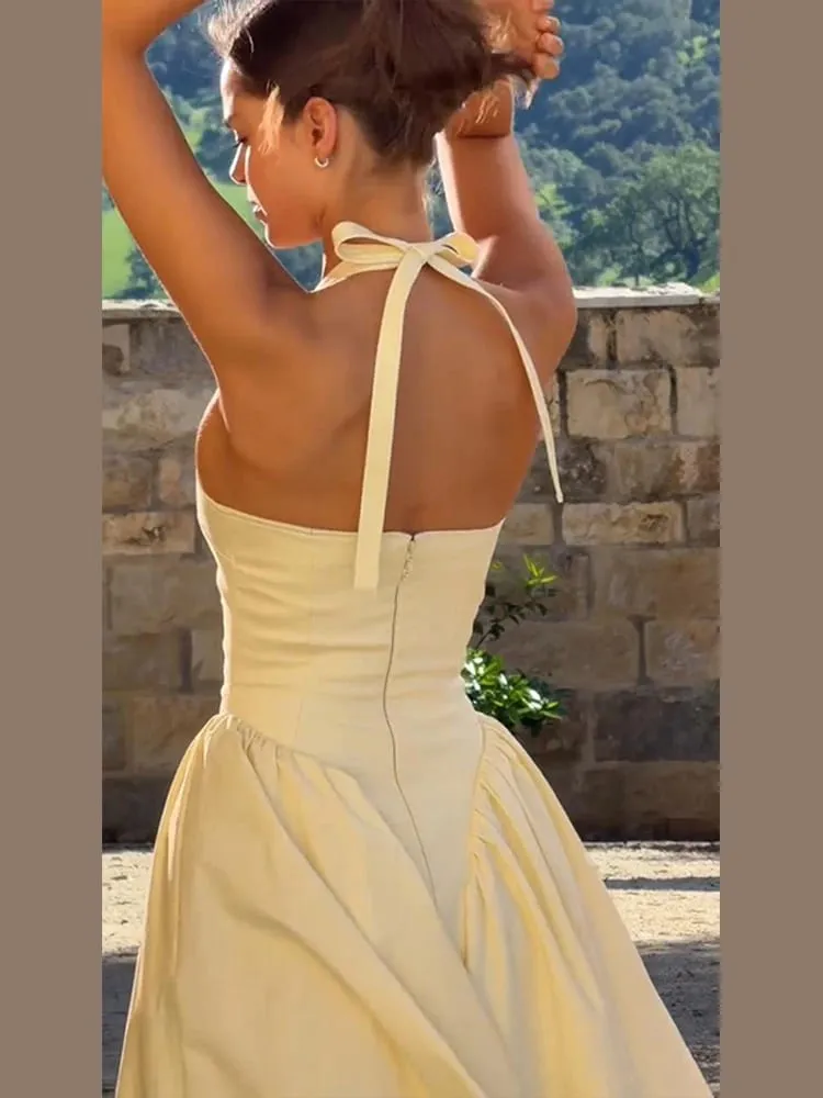 Women’s Dress Sexy Halter V Neck Sleeveless A Line Midi Evening Party Dress Female 2026 Summer Fashion Woman Vacation Vestidos — image 4