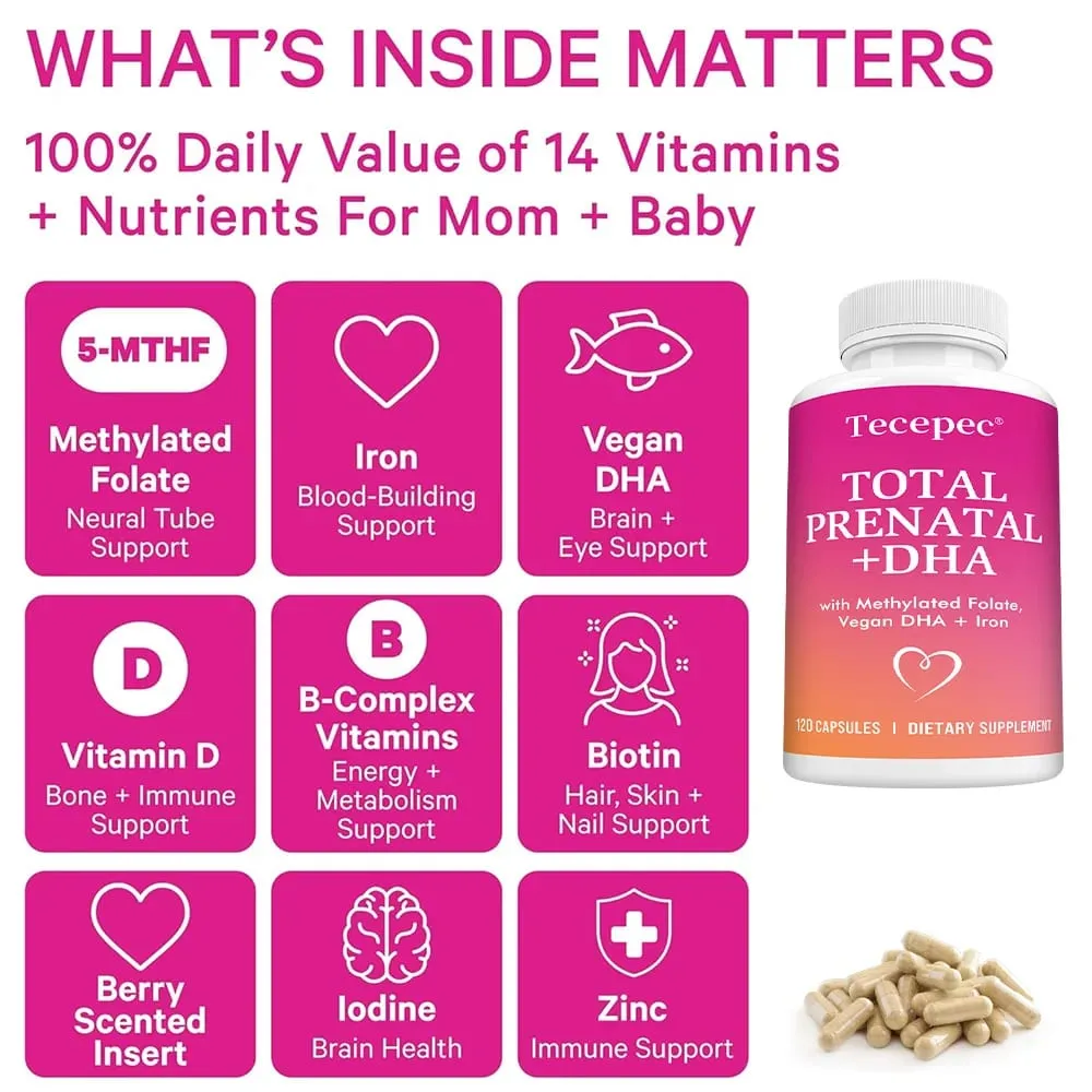 Prenatal Vitamin with DHA & Folate Prenatal Probiotics for Pregnant Women Pregnancy Must Haves Iron Vitamin D Vitamin C Zinc — image 3