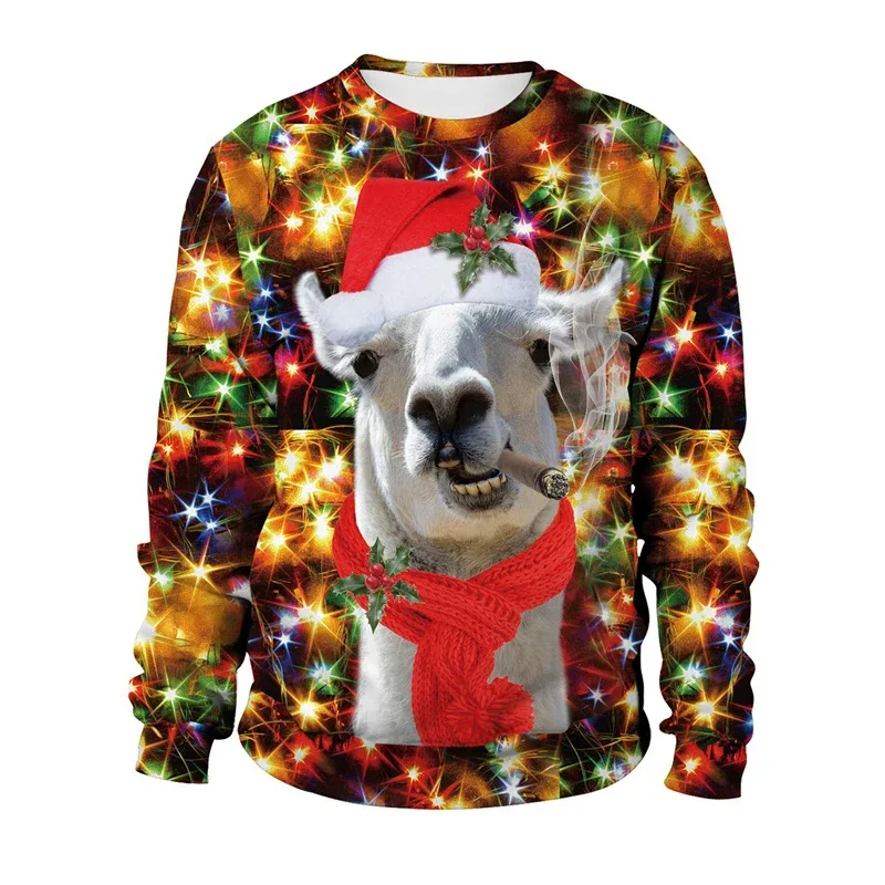 Funny 2026 Ugly Christmas Sweater For Men Women New Xmas Cat Dog Pattern Sweatshirt Festival Party Crew Neck Pullover Hoodies — image 11