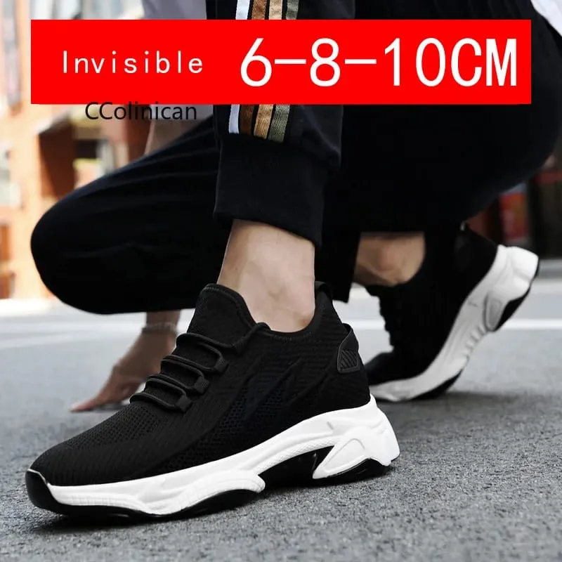 Men's Invisible Height Increasing Casual Shoes 10cm Elevator Breathable Mesh Upper Walking Shoes with Soft Bottom — image 4