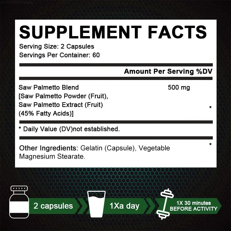 L'estratto naturale di saw palmetto Alxfresh per la salute della prostata supporta le capsule per la crescita della prostata e dei capelli per uomini e donne — image 6