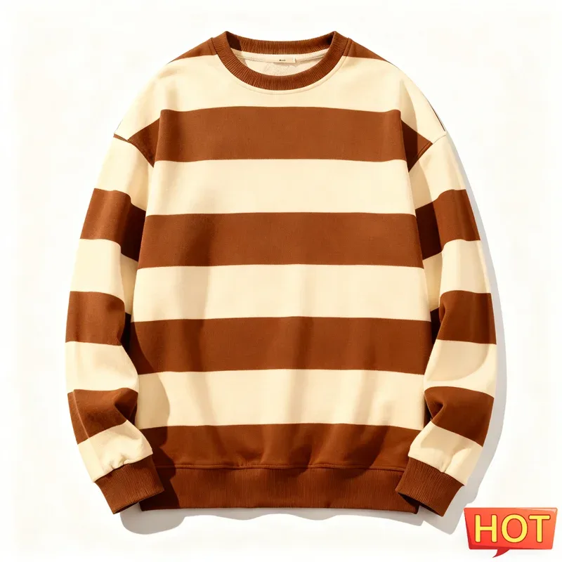 Moletons gráficos listrados retrô para homens, simples, casuais, manga comprida, estampa 3D, feio, solto, respirável, pulôveres com gola redonda — image 9