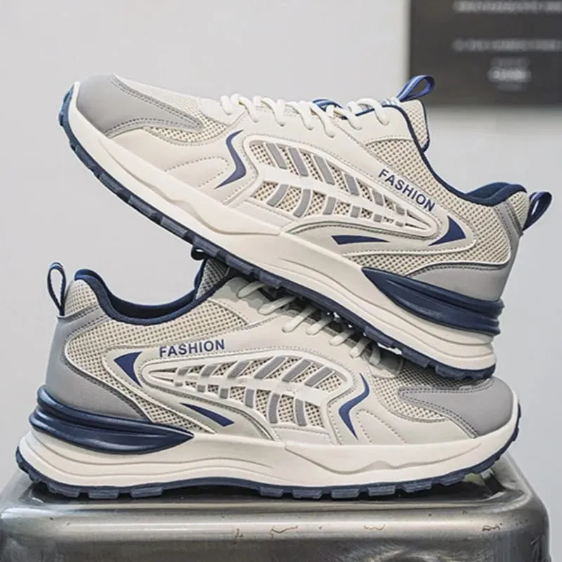 Spring Summer Men Sneakers Breathable Mesh Casual Shoes Platform Chunky Dad Footwear Lace Up Walking Running Shoes — image 4