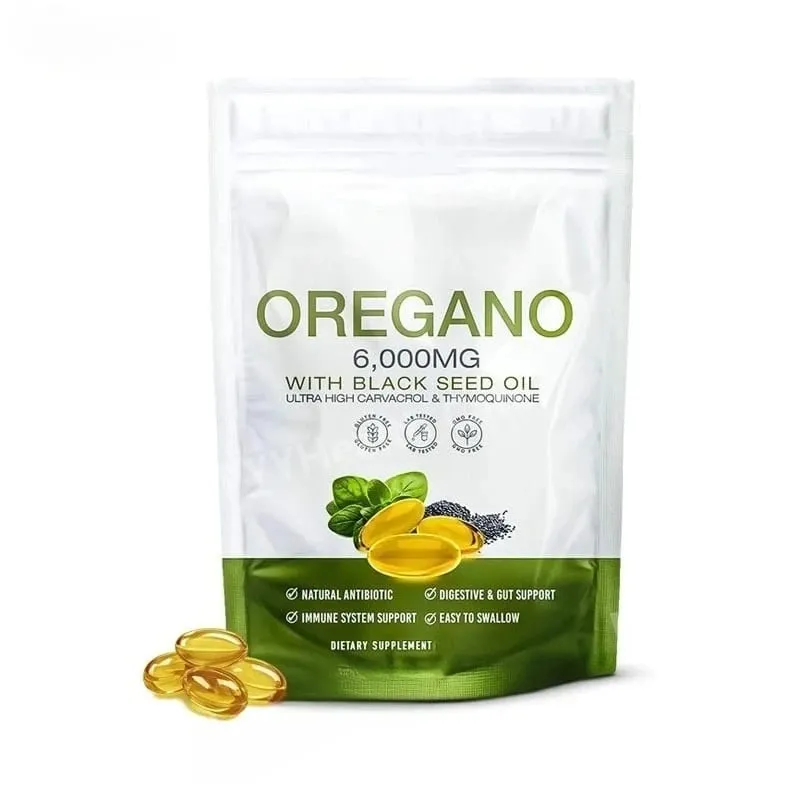 Oil of Oregano Softgels with Black Seed Oil 6000mg 165mg Carvacrol Thymoquinone Gluten Free Daily Wellness 60/180 Softgels