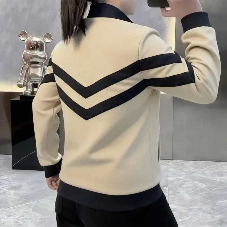 2026 Spring Luxury Stand Collar Sweatshirts Men's Trendy Splicing Hoodie Comfortable Versatile Casual Sweatshirts Men Clothing — image 4