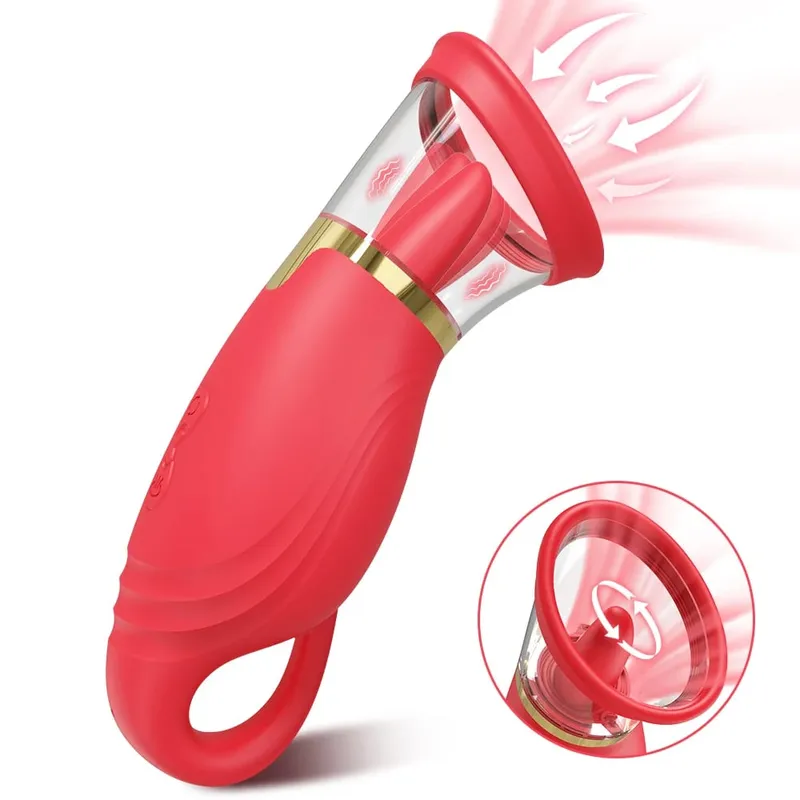 Tongue Licking Vacuum Sucking Vibrator for Women Clit Sucker Nipples Breast Massager Removable Cup Female Masturbation Sex Toy