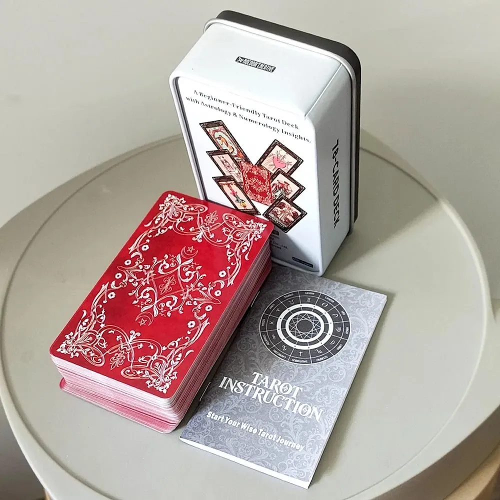 Beginners Tarot Deck in Tin Box with Guidebook 11*6.2cm 78Tarot Cards with Astrology & Numerology Insights — image 6