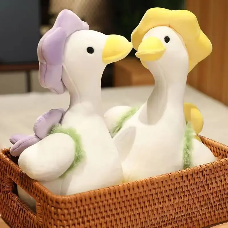 Cute Little Duck Doll Flower Duck Plush Big White Goose Doll Super Soft Sleeping Pillow Birthday Gift Decoration Toy for Kids — image 8