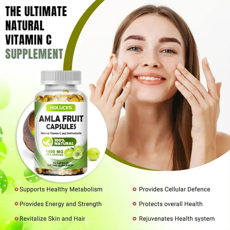 Amla Vitamin Supplements Supports Metabolism Detox & Digestion Collagen Booster Provides Cellular Defence Skin Hair Health