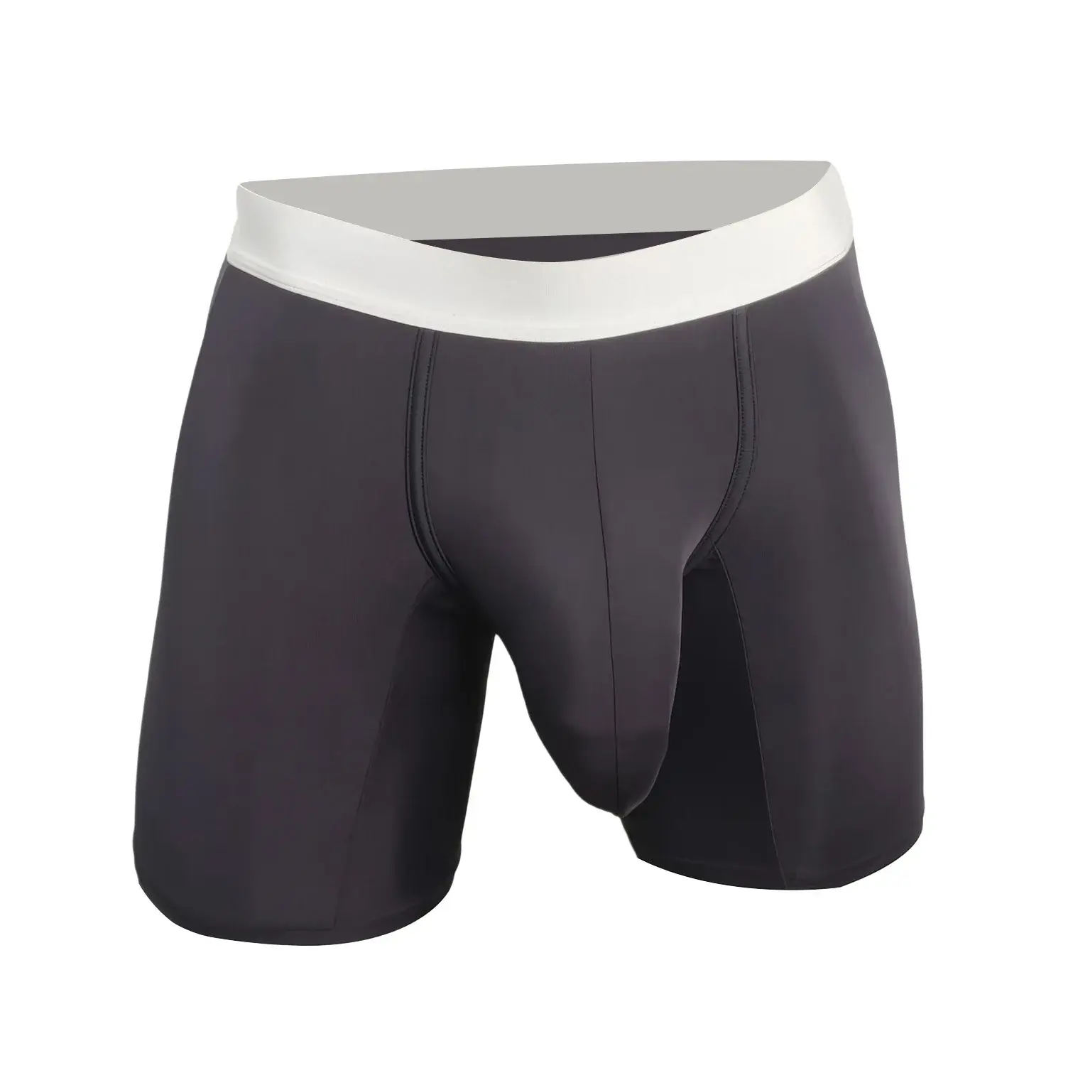 Mens Cool Ice Silk Boxer Briefs Extra Deep Pouch Breathable Long Running Sport Gym Underwear Anti Chafe Free Soft Trunks — image 6
