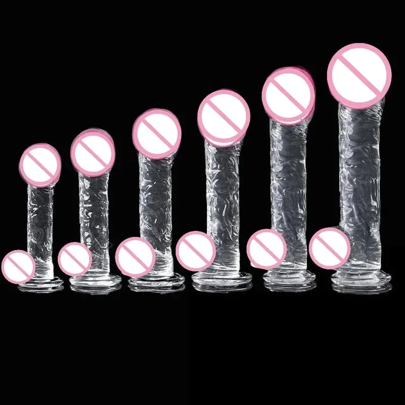 Transparent Soft Jelly Dildo Realistic Fake Dick Penis Sucker Butt Plug Sex Toys for Woman Men Vagina Anal Sex Toys — image 1