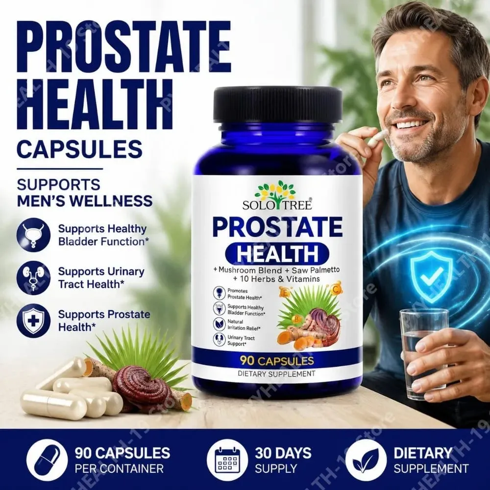 Cápsulas de saúde da próstata Saw Palmetto Reishi Urtiga Cúrcuma para bexiga urinária bem-estar e suporte de fluxo masculino 90 contagens — image 1