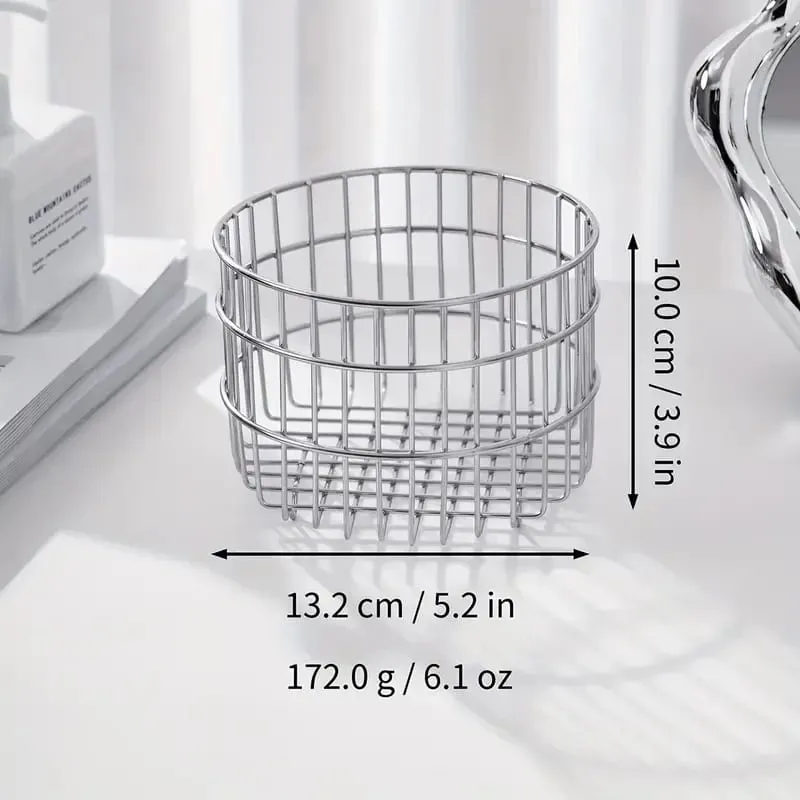 Stainless Steel Round Makeup Brushes Storage Basket Cosmetic Tools Organizer Multifunctional Perfume Lipstick Makeup Tool Holder — image 2